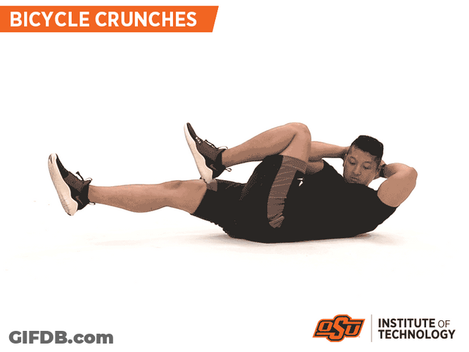 Man In Black Doing Crunches Workout GIF