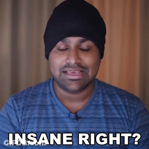 Man In Black Hat And Blue Shirt Asking Am I Insane Right GIF