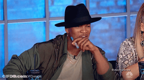Man In Black Hat And Green Jacket At NBC Table GIF