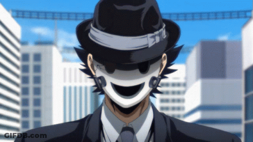Man In Black Hat And White Smiling Mask GIF
