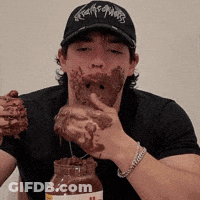 Man In Black Hat Eating Nutella GIF