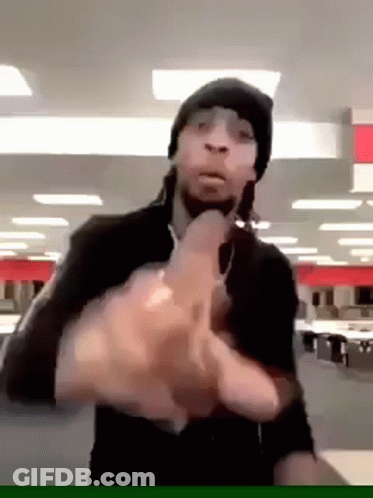 Man In Black Hat Giving Middle Finger GIF