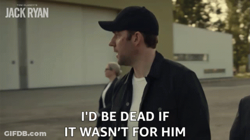 Man In Black Hat Says I'd Be Dead If It Wasn't For Him GIF