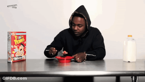 Man In Black Hoodie Eating Fruity Pebbles GIF
