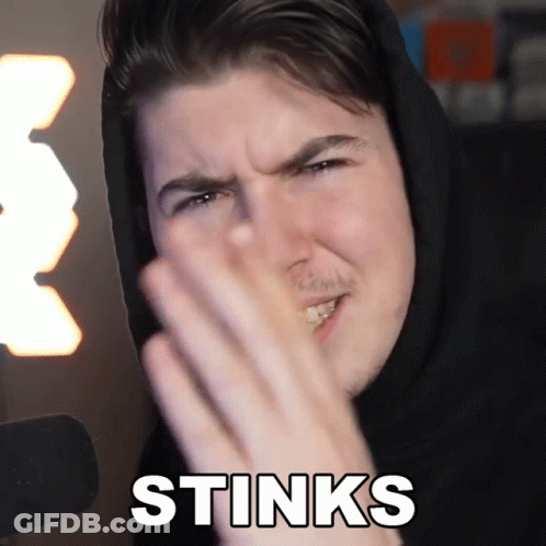 Man In Black Hoodie Making Stinks Sign GIF