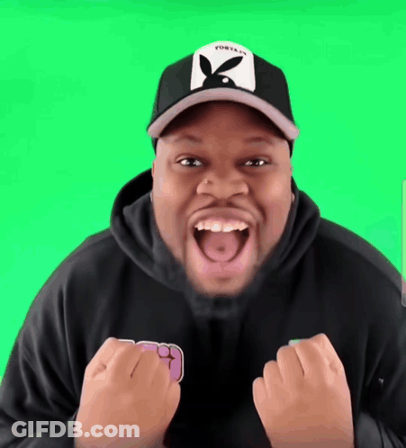 Man In Black Hoodie Playboy Hat Making Face GIF