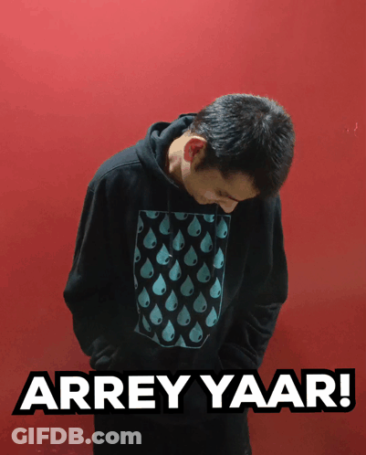 Man In Black Hoodie Red Wall Arrey Yaar GIF