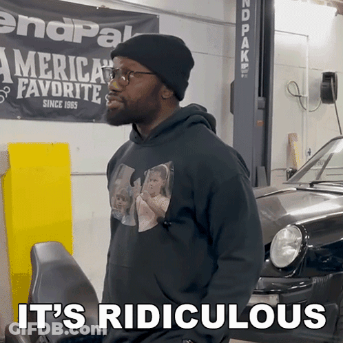 Man In Black Hoodie Says It's Ridiculous In Front Of Car GIF