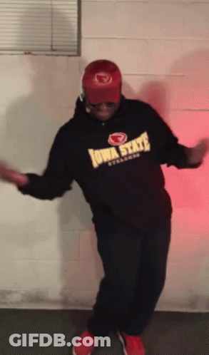 Man In Black Iowa State Sweatshirt Dancing GIF