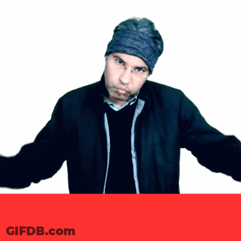 Man In Black Jacket And Blue Headband GIF