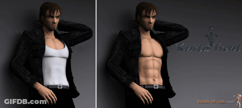 Man In Black Jacket And White Tank Top With Tomb-Of-Ash Logo GIF