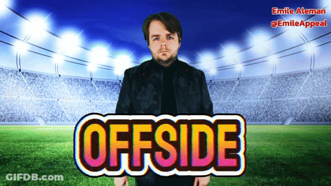 Man In Black Jacket At Stadium With Offside GIF