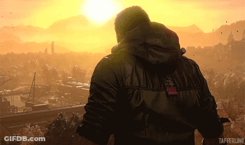 Man In Black Jacket At Sunset With Taffering GIF