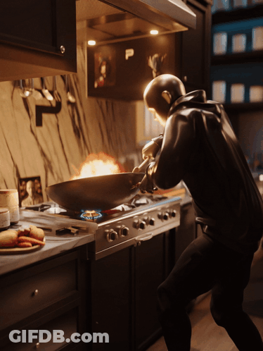 Man In Black Jacket Cooking GIF