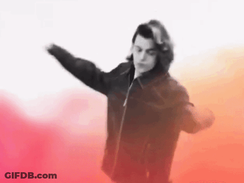 Man In Black Jacket Dancing In Pink And Orange GIF