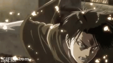 Man In Black Jacket Flying With Sword GIF
