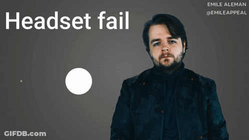 Man In Black Jacket In Front Of Headset Fail Sign GIF