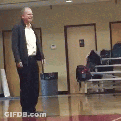 Man In Black Jacket On Basketball Court GIF