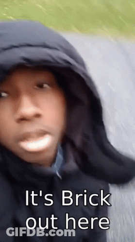 Man In Black Jacket Saying It's Brick Out Here GIF