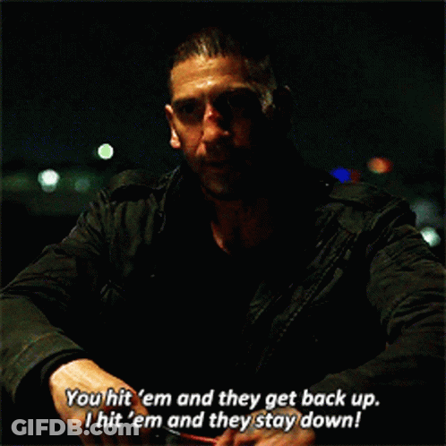 Man In Black Jacket Saying You Hit Em And They Stay Down GIF