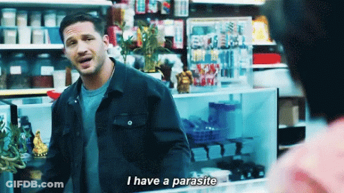 Man In Black Jacket Tells Woman I Have A Parasite GIF