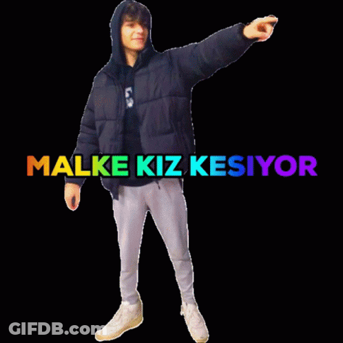 Man In Black Jacket With Malke Kiz Kesiyor GIF