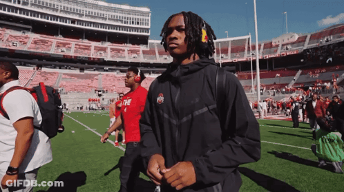 Man In Black Jacket With Ohio On Front GIF
