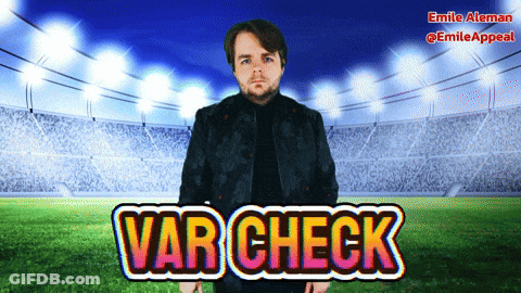 Man In Black Jacket With Var Check At Stadium GIF