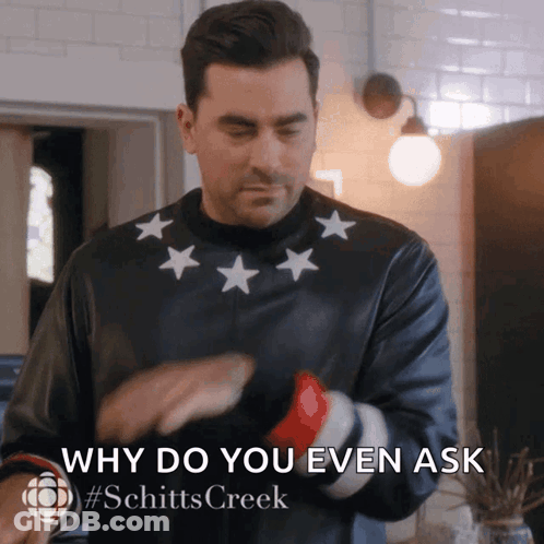 Man In Black Jacket With White Stars Says Why Do You Even Ask GIF