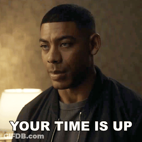 Man In Black Jacket Your Time Is Up GIF