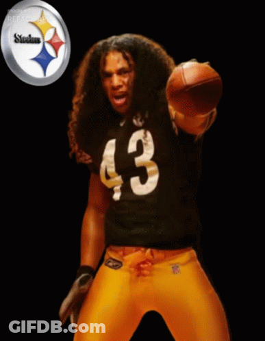 Man In Black Jersey 43 Holding Football GIF