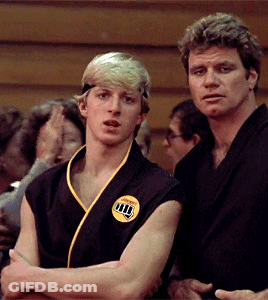 Man In Black Karate Uniform With Yellow Karate Patch GIF