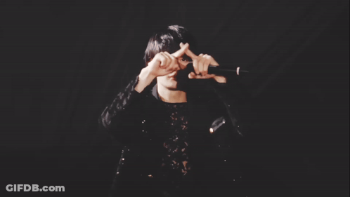 Man In Black Lace Top Holding Microphone GIF