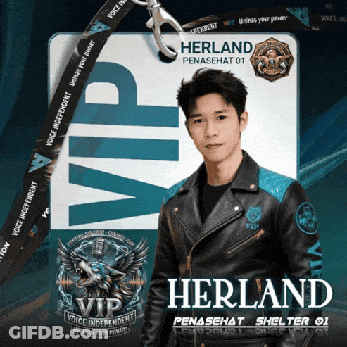 Man In Black Leather Jacket With Herland Lanyard GIF