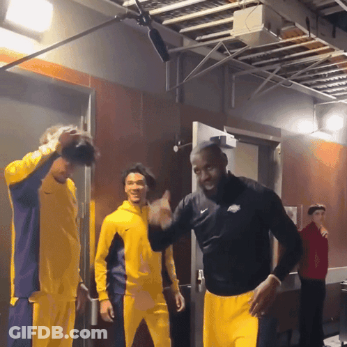 Man In Black Nike Jacket With Lakers Logo GIF