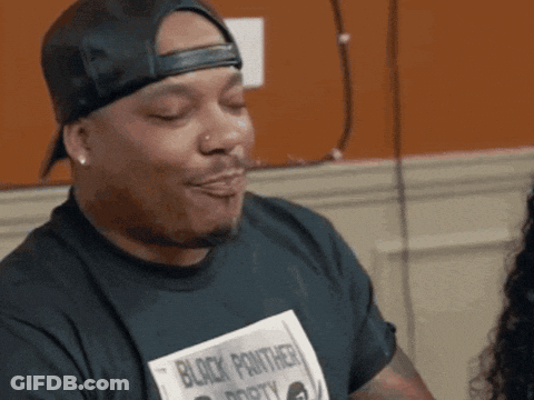 Man In Black Panther T-Shirt Making Funny Face GIF
