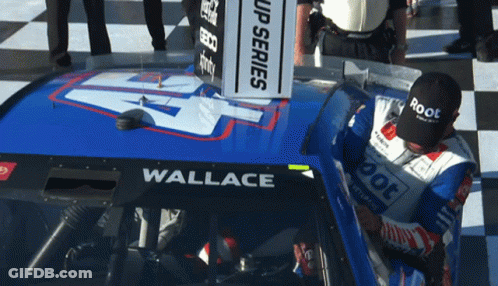 Man In Black Root Hat In Front Of Race Car GIF