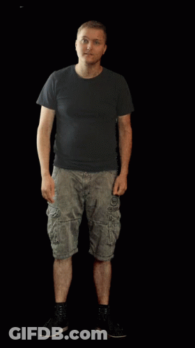 Man In Black Shirt And Grey Shorts GIF
