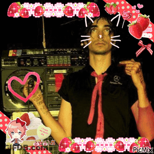 Man In Black Shirt And Pink Tie By Boombox GIF