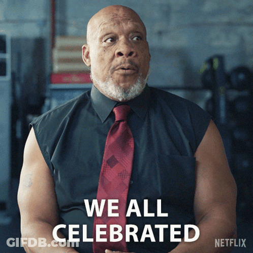 Man In Black Shirt And Red Tie Says We All Celebrated GIF