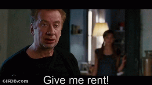 Man In Black Shirt Asking For Rent GIF