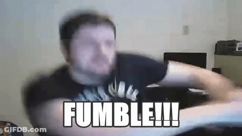 Man In Black Shirt At Computer Saying Fumble GIF