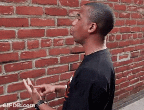 Man In Black Shirt By Brick Wall GIF