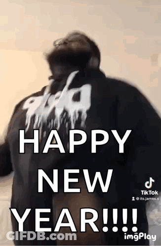 Man In Black Shirt Dancing Happy New Year GIF