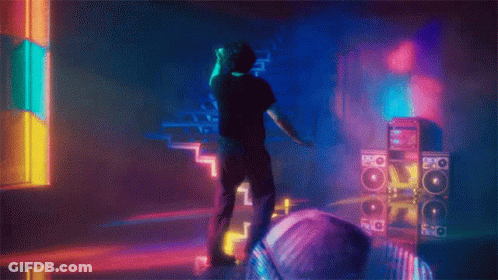 Man In Black Shirt Dancing In Club GIF