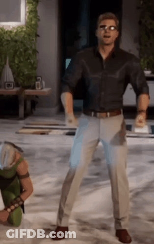 Man In Black Shirt Dancing In Video Game GIF