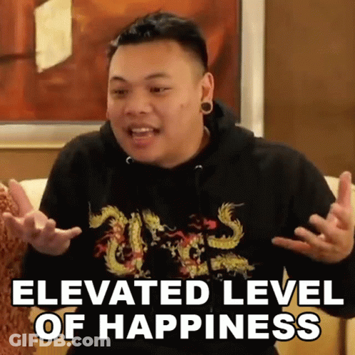 Man In Black Shirt Elevated Level Of Happiness GIF