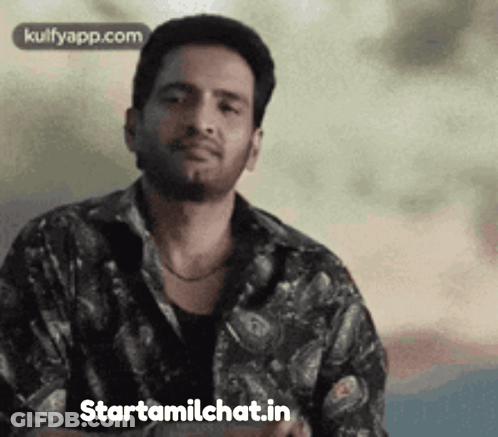 Man In Black Shirt Funny Face Says Starttamilchat.in GIF