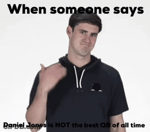 Man In Black Shirt Gesturing When Someone Says Daniel Jones GIF