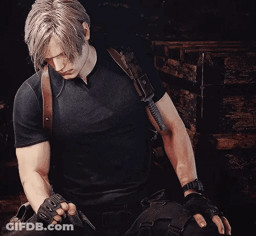 Man In Black Shirt Holding Gun And Gloves GIF